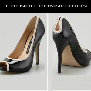 NWOT French Connection Black Deana Peep-Toe Pump